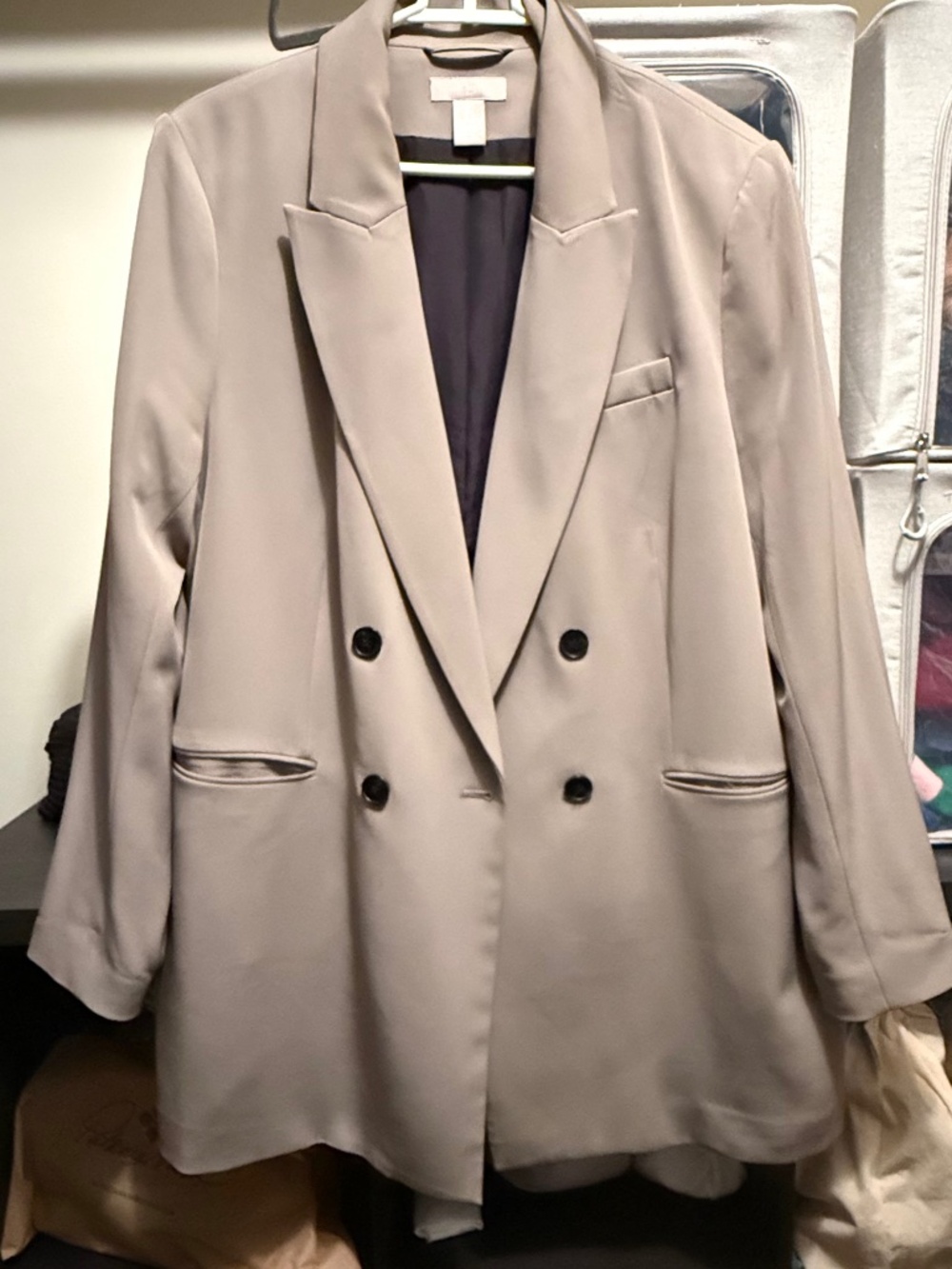 H&M Steel Grey Double Breasted Blazer - Size L (Used)